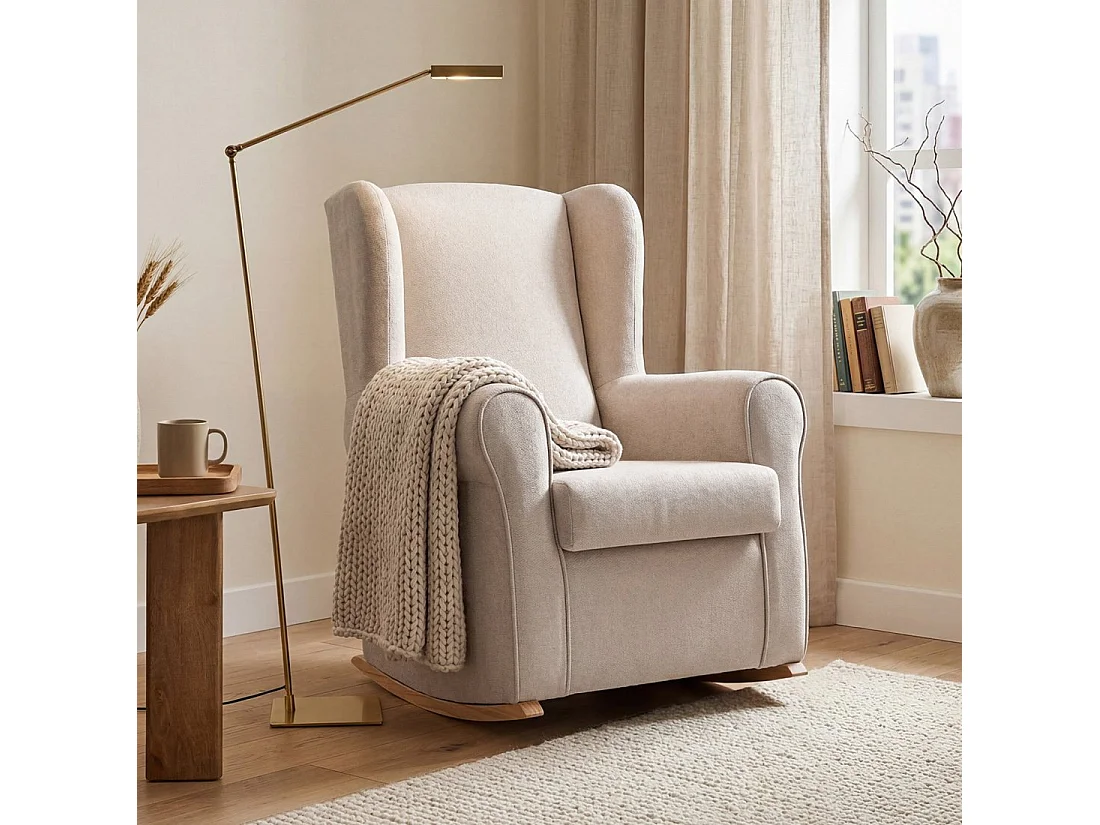 Fauteuil d'allaitement en tissu beige topo 76x98 cm-Lily