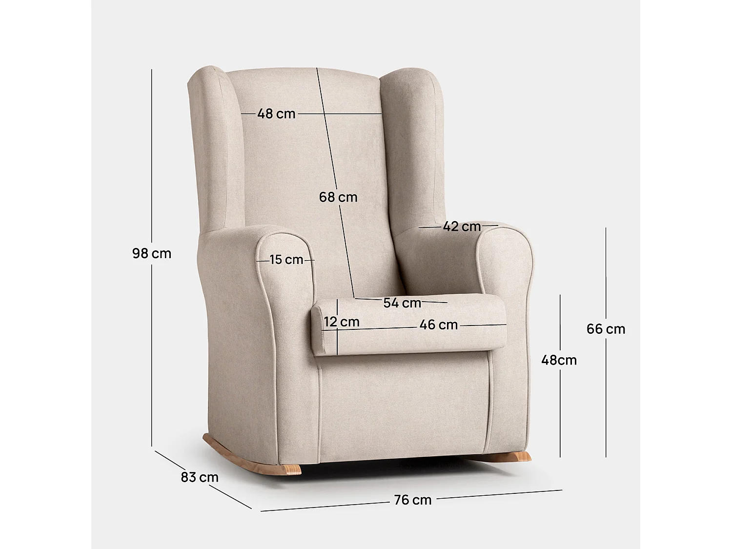 Fauteuil d'allaitement en tissu beige topo 76x98 cm-Lily