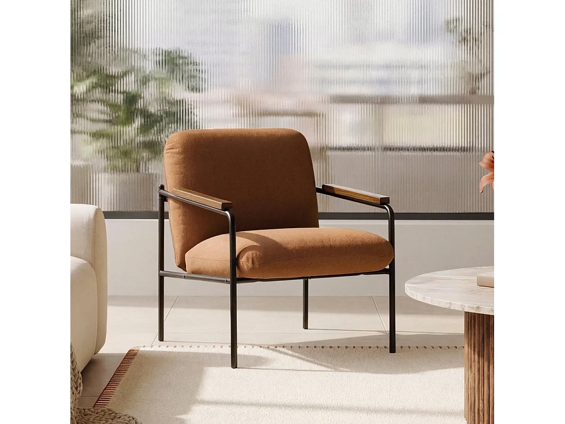 Fauteuil de lecture en tissu terracotta 69x82 cm-Kai