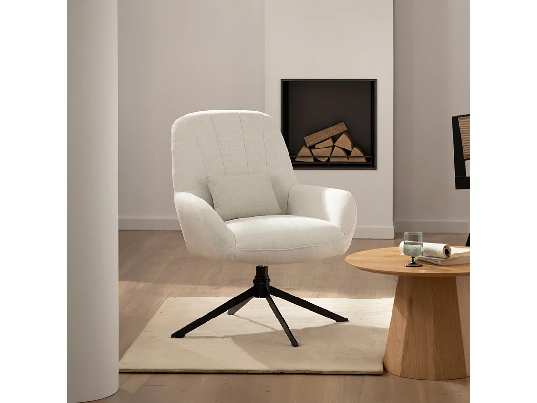 Fauteuil pivotant en tissu beige 73x87 cm-Freya