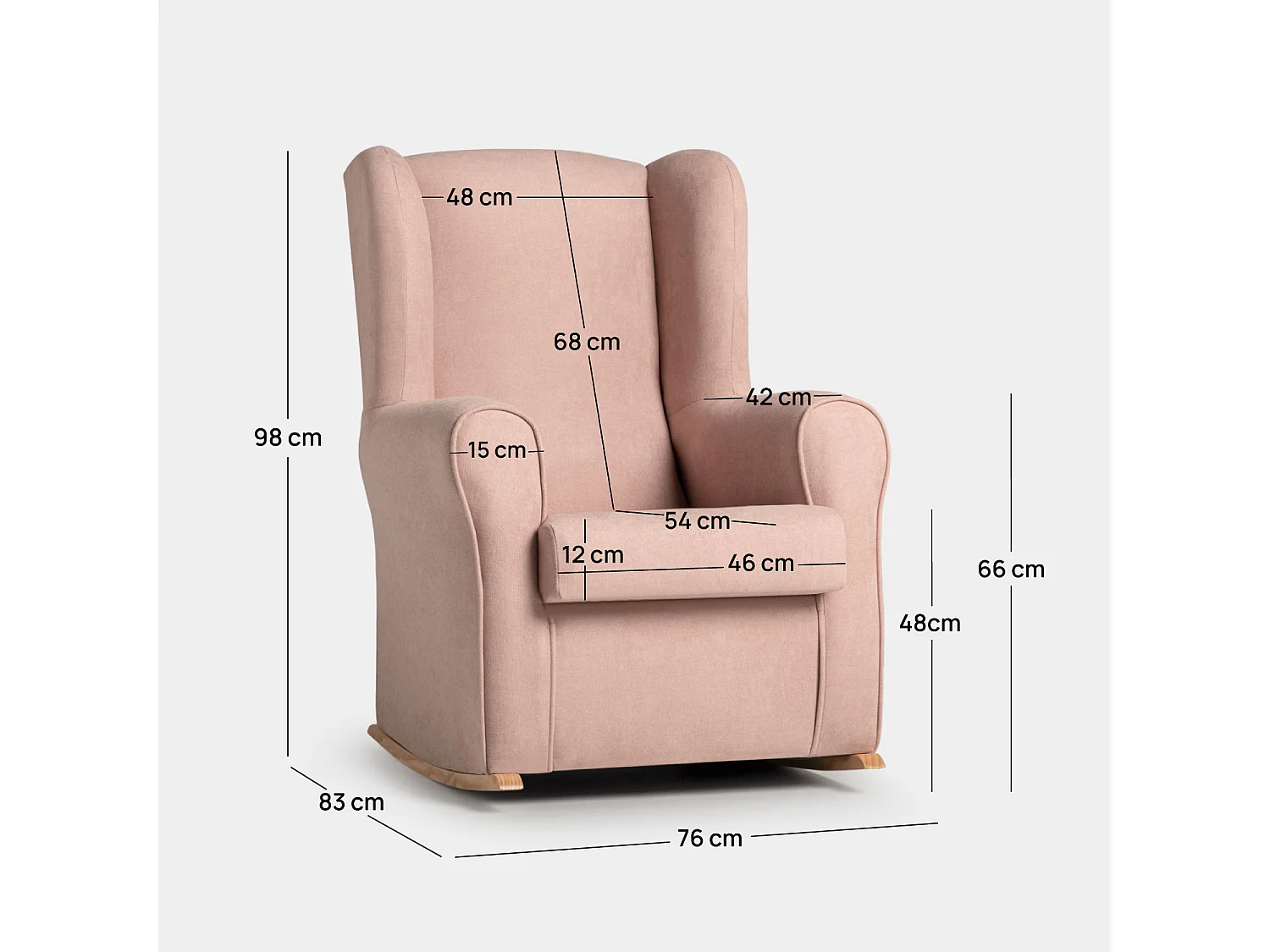 Fauteuil d'allaitement en tissu rose 76x98 cm-Lily
