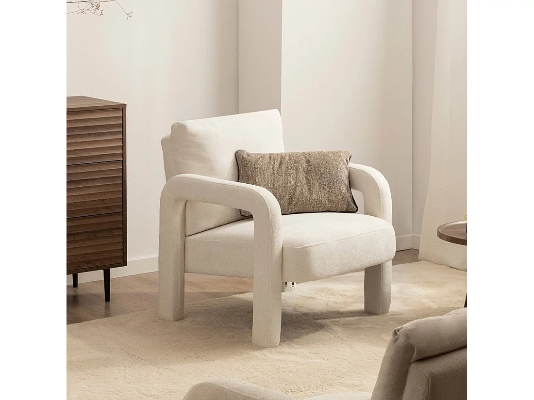 Fauteuil de lecture en tissu beige 72x81 cm-Runa