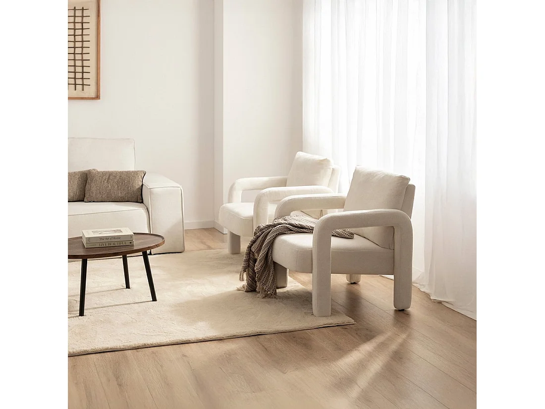 Fauteuil de lecture en tissu beige 72x81 cm-Runa