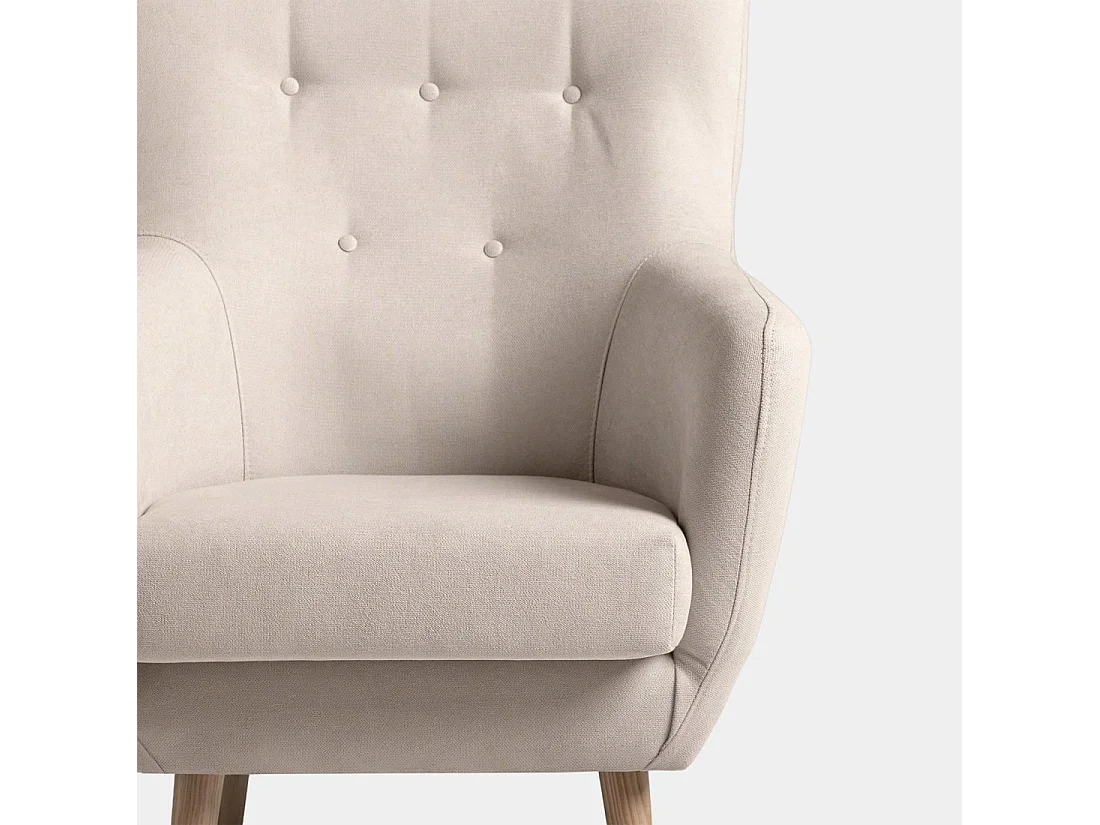 Fauteuil de lecture en tissu beige topo 73x100 cm-Astrid