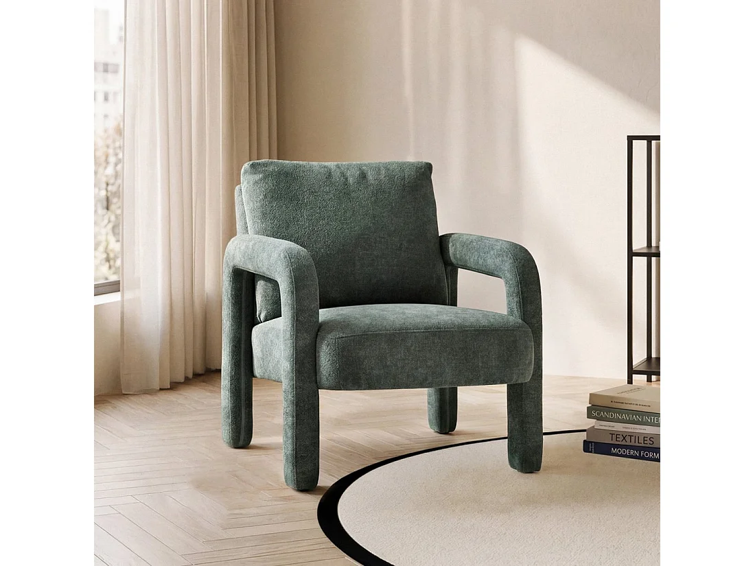 Fauteuil de lecture en tissu vert foncé 72x81 cm-Runa