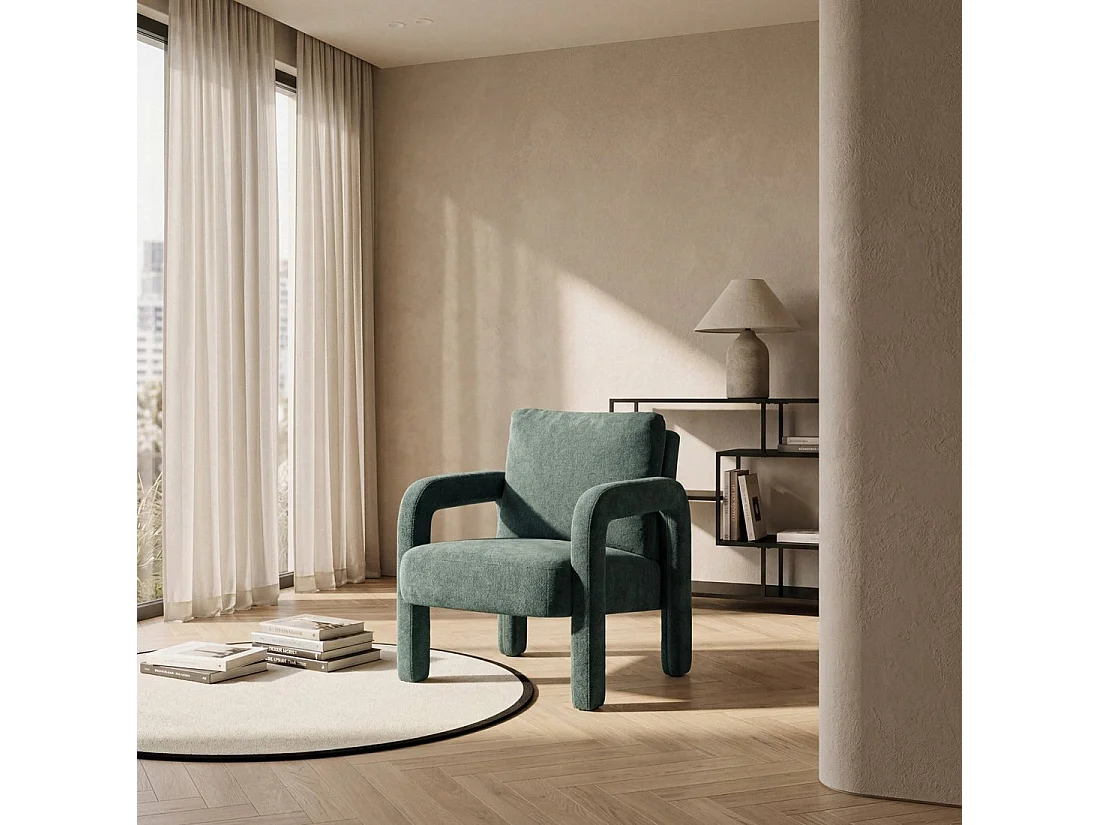 Fauteuil de lecture en tissu vert foncé 72x81 cm-Runa