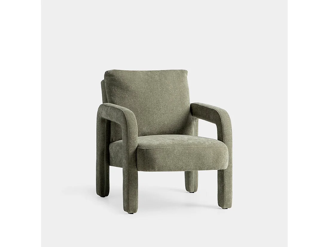 Fauteuil de lecture en tissu vert 72x81 cm-Runa