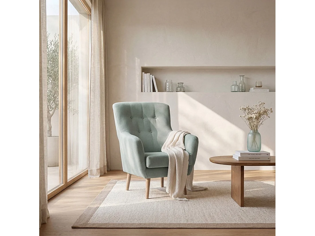 Fauteuil de lecture en tissu menthe 73x100 cm-Astrid