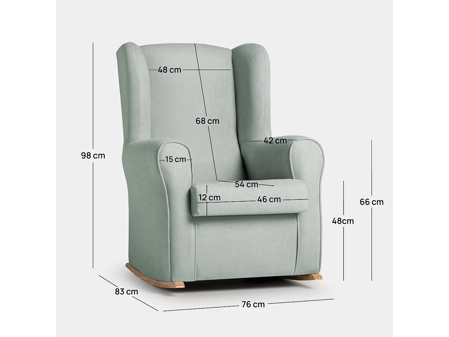 Fauteuil d'allaitement en tissu menthe 76x98 cm-Lily