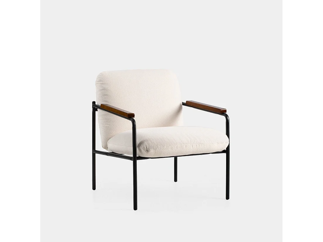 Fauteuil de lecture en tissu beige 69x82 cm-Kai