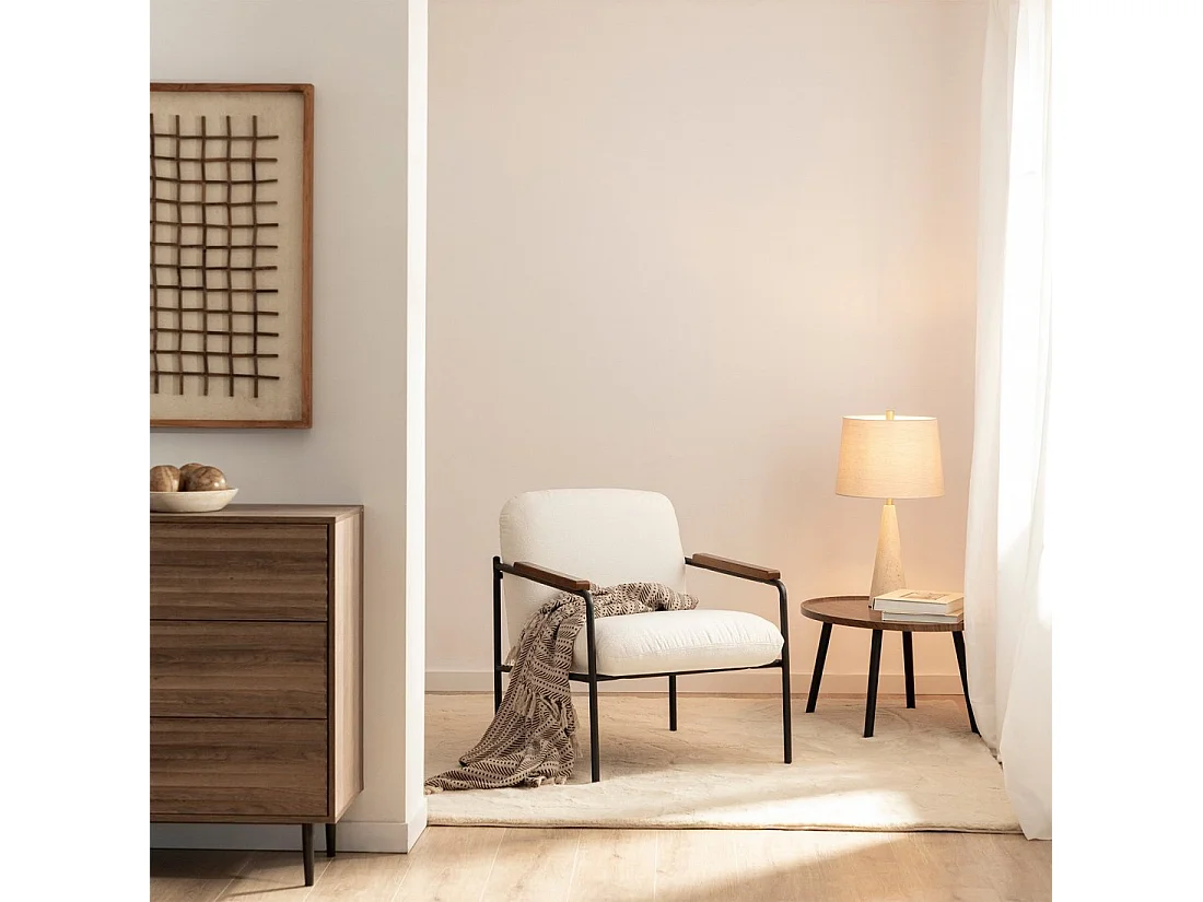 Fauteuil de lecture en tissu beige 69x82 cm-Kai