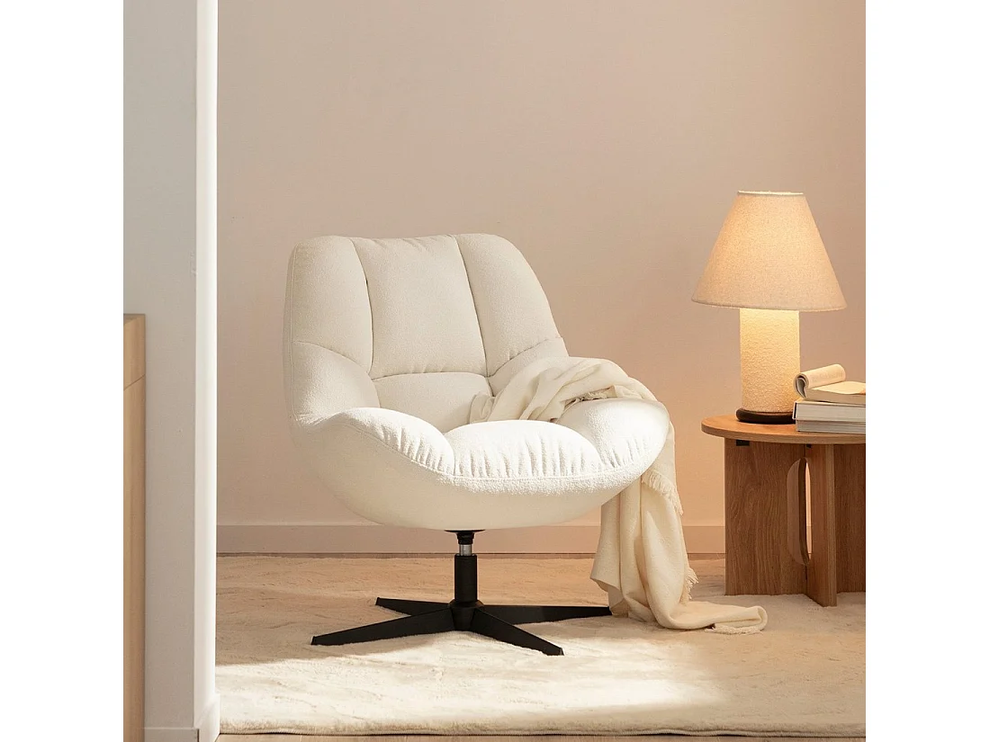 Fauteuil pivotant en tissu beige 77x86 cm-Kato