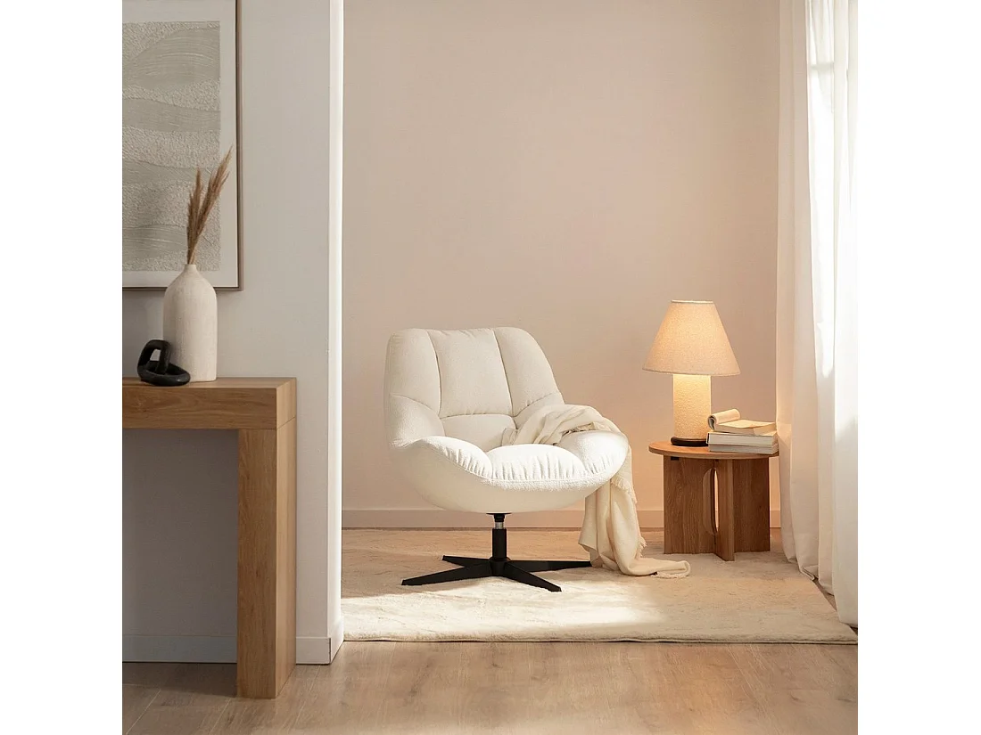 Fauteuil pivotant en tissu beige 77x86 cm-Kato