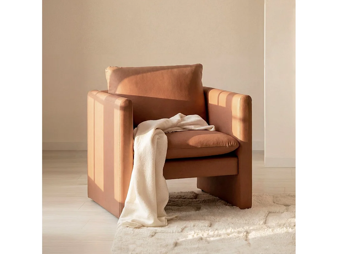 Fauteuil de lecture en similicuir terracotta 76x76 cm-Hedda