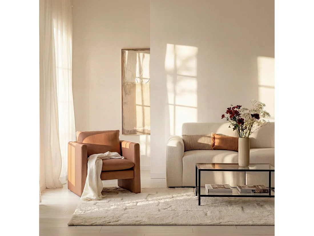 Fauteuil de lecture en similicuir terracotta 76x76 cm-Hedda