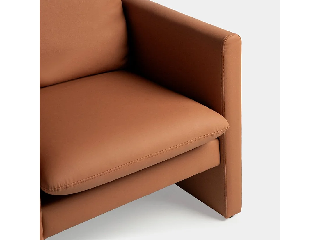 Fauteuil de lecture en similicuir terracotta 76x76 cm-Hedda