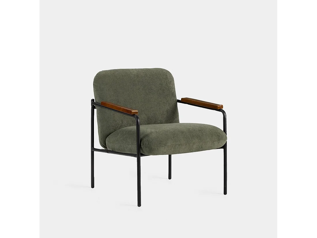Fauteuil de lecture en tissu vert foncé 69x82 cm-Kai