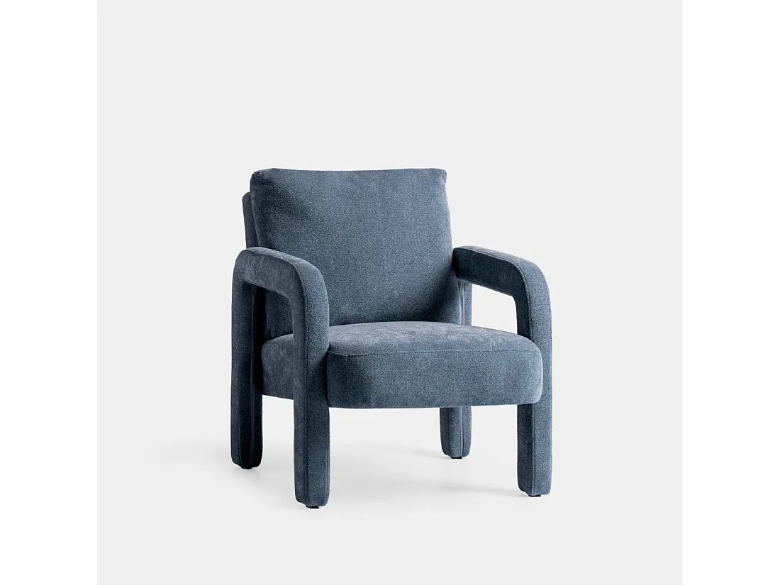 Fauteuil de lecture en tissu bleu 72x81 cm-Runa