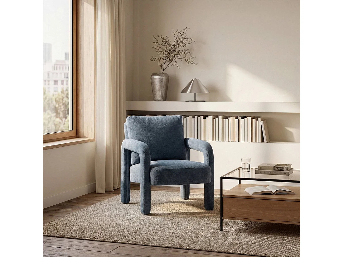 Fauteuil de lecture en tissu bleu 72x81 cm-Runa