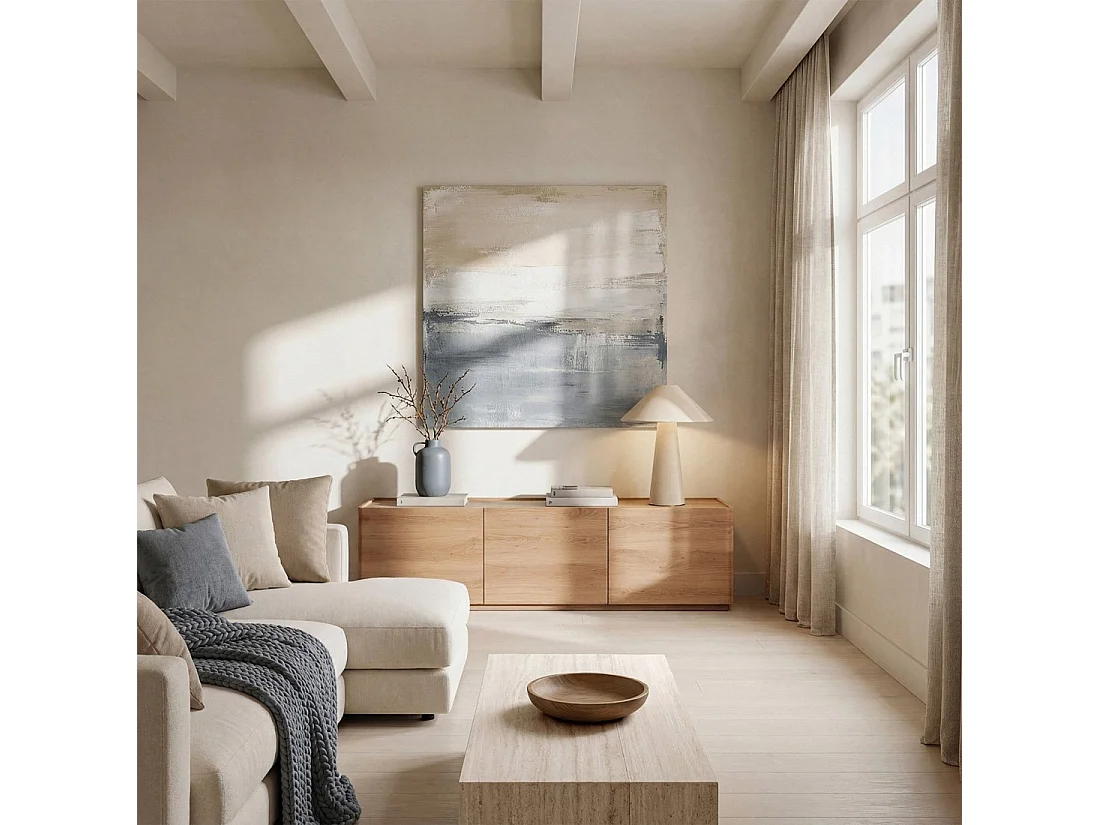 Meuble TV en bois naturel 180x47 cm-Einar