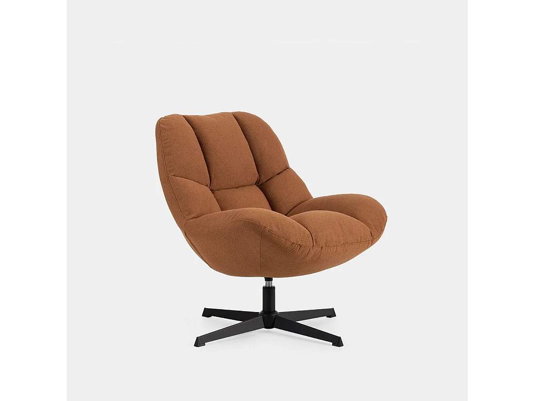Fauteuil pivotant en tissu terracotta 77x86 cm-Kato