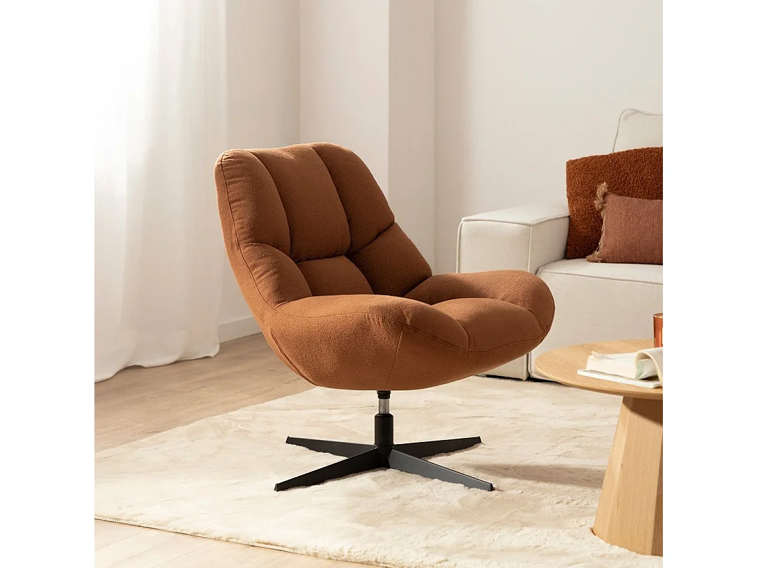 Fauteuil pivotant en tissu terracotta 77x86 cm-Kato