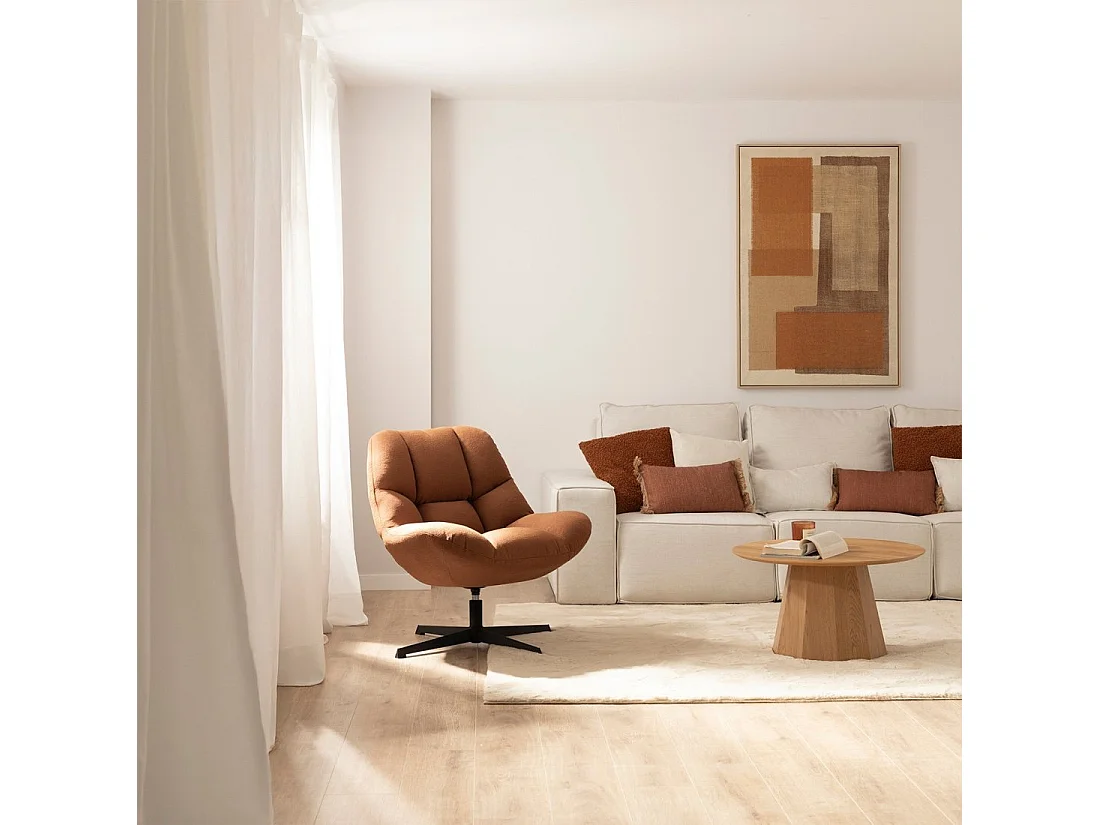Fauteuil pivotant en tissu terracotta 77x86 cm-Kato