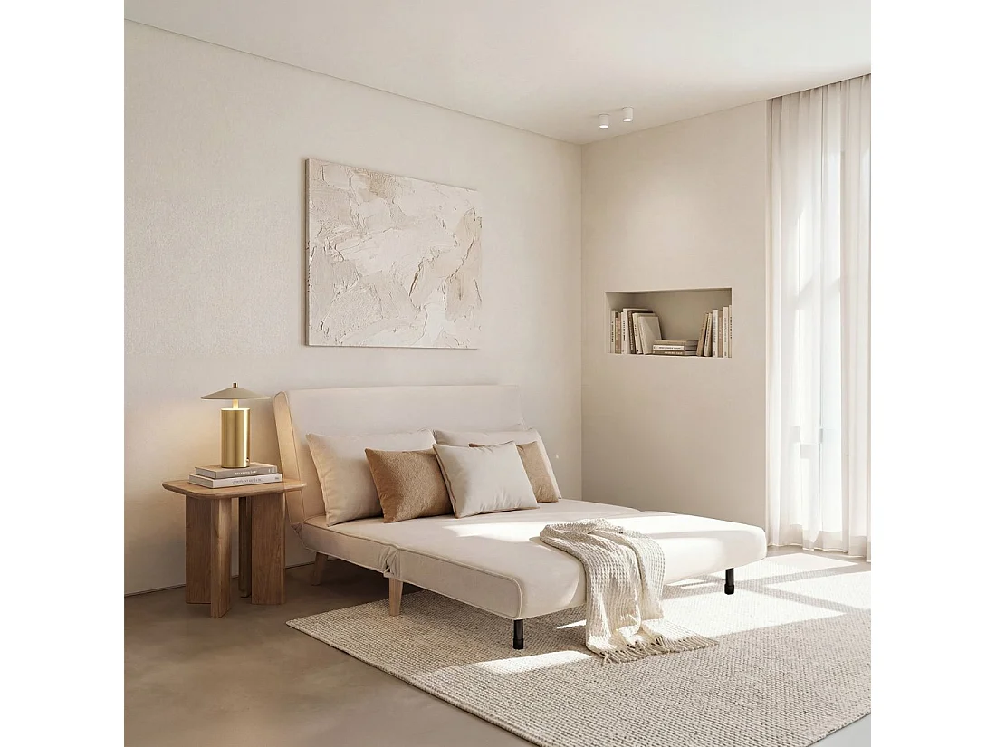 Sofá cama de Poliéster Beige 83 cm x 121 - Noa