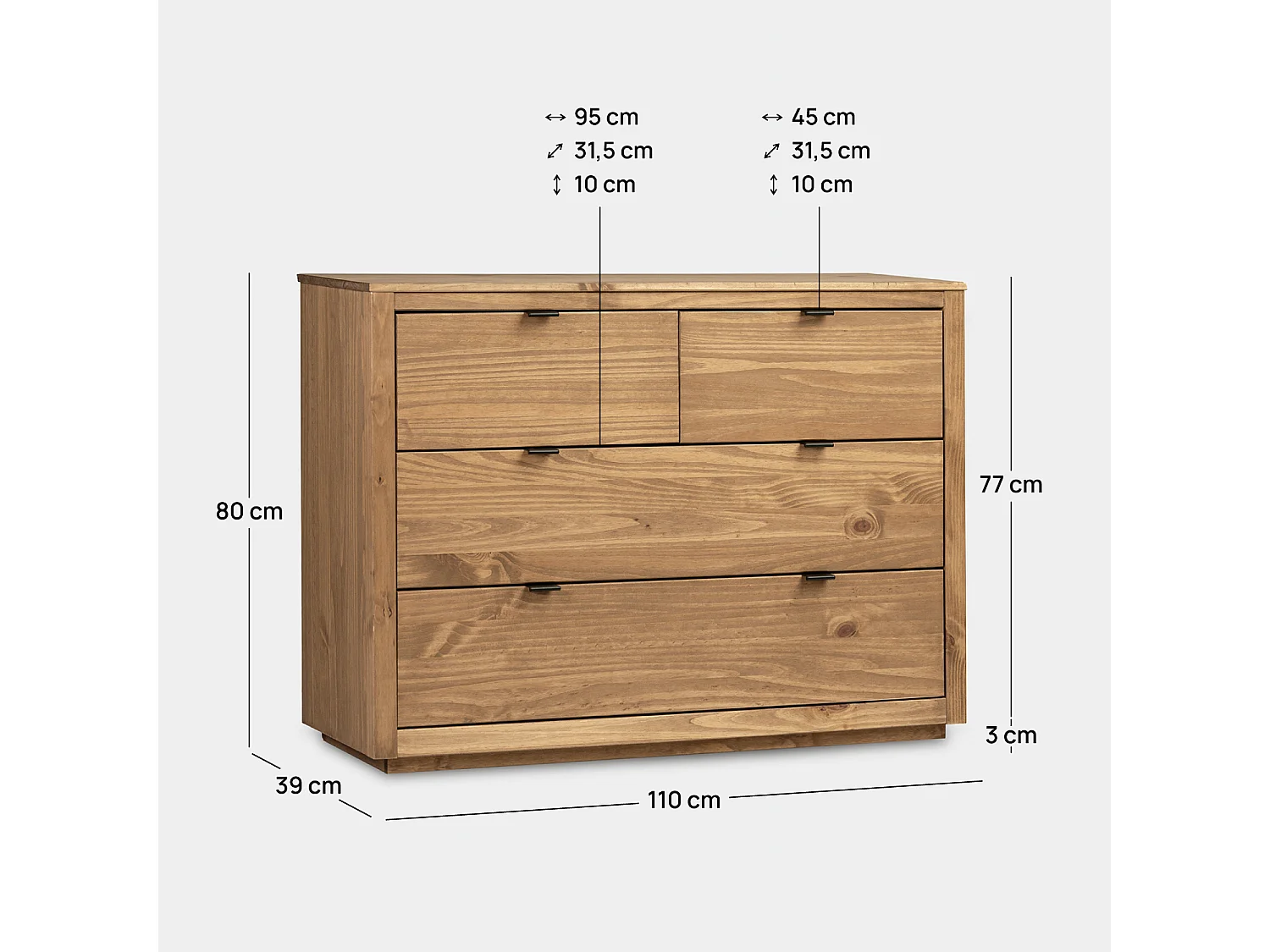 Cómoda de Madera Natural 80 x 110- Sven