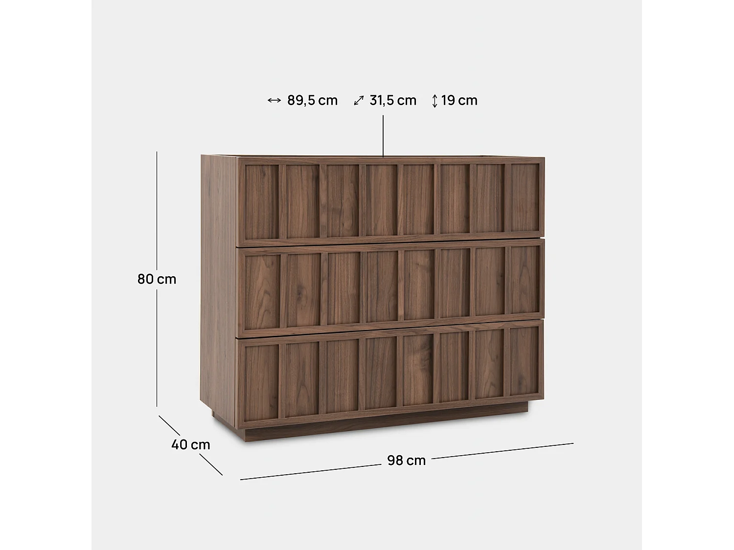 Cómoda de Madera Nogal 80 x 98- Kairo