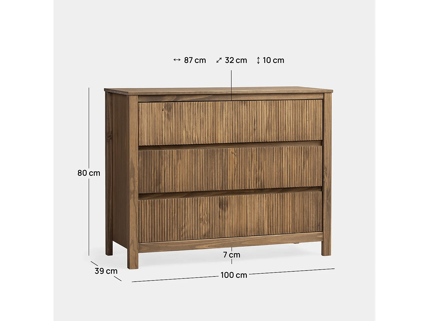 Cómoda de Madera Nogal 80 x 100- Hanne