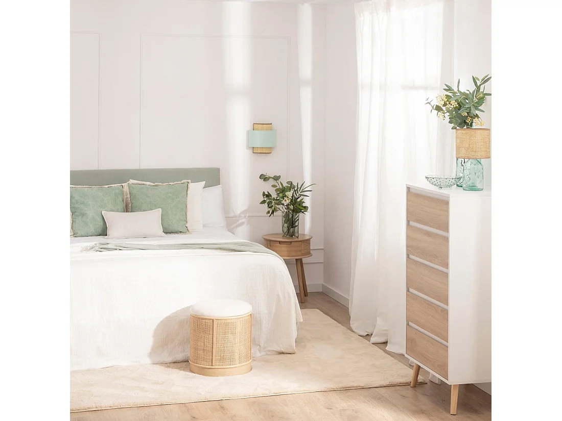 Chiffonnier en laqué blanc naturel 60x118 cm-Kemi