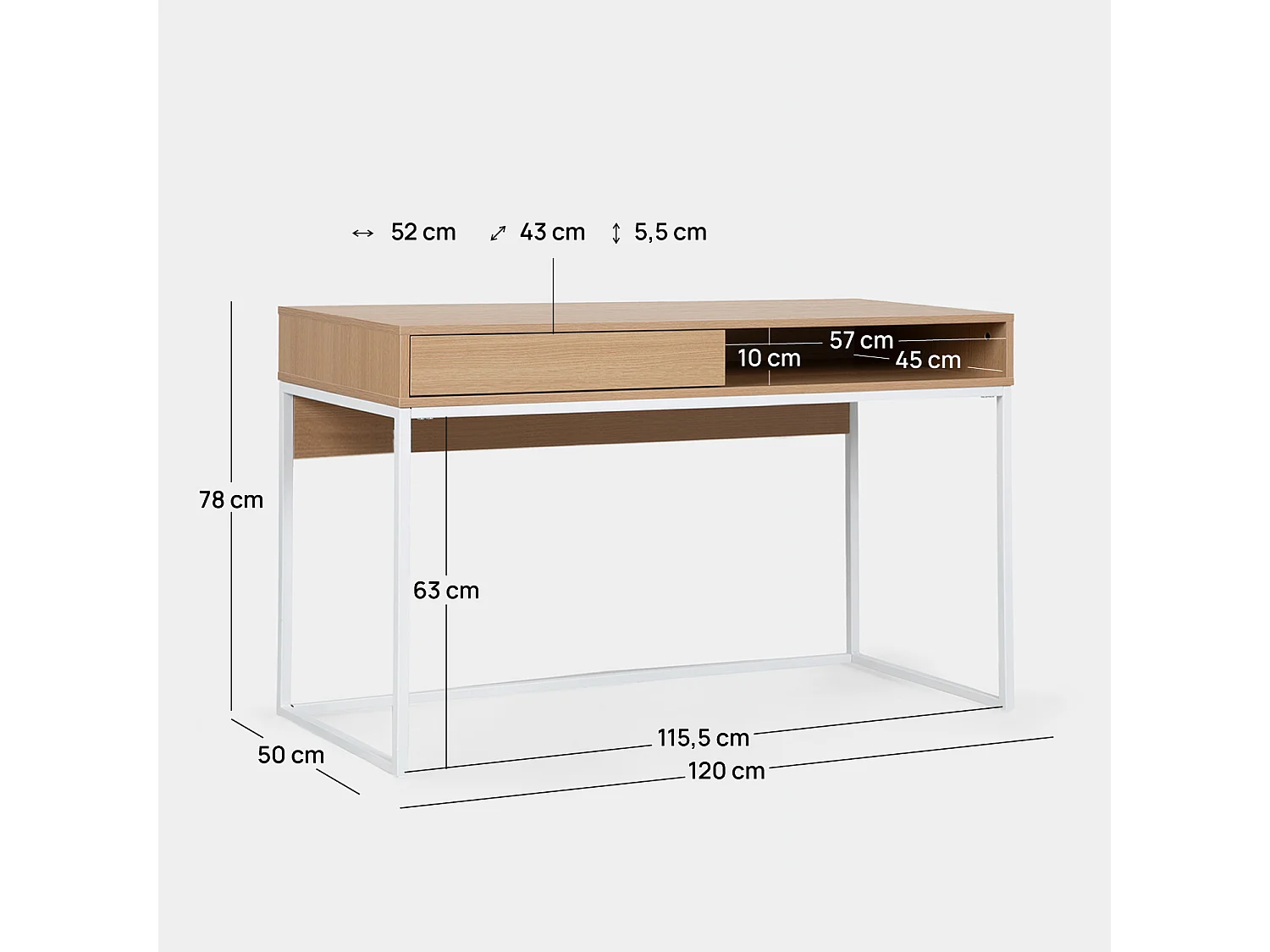 Mesa escritorio de Madera Natural 78 x 120- Aidan