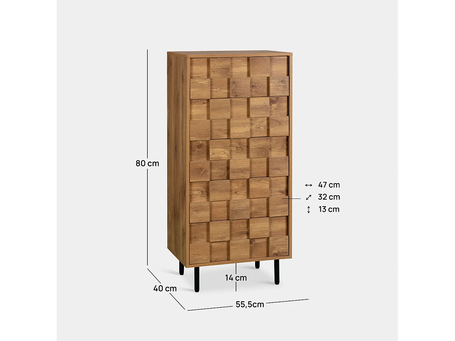 Cajonera de Madera Natural 122 cm x 56 cm- Ivar
