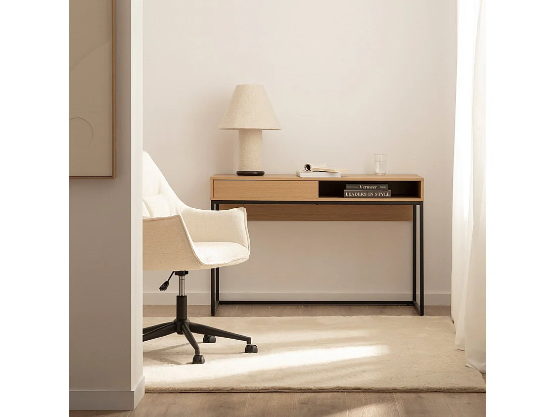 Bureau d'écriture en bois naturel 120x78 cm-Aidan