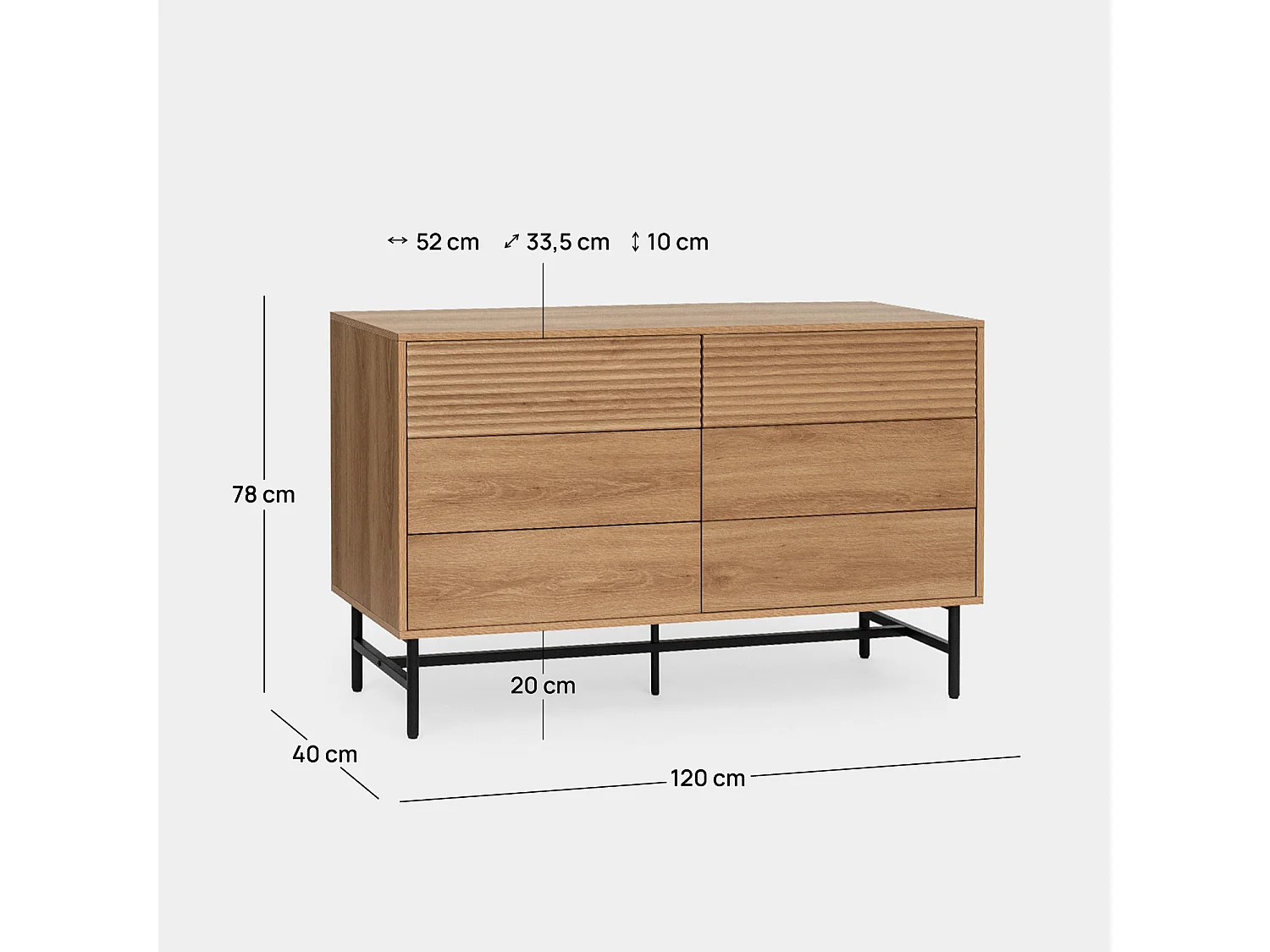 Cómoda doble de Madera Natural 78 x 120- Land