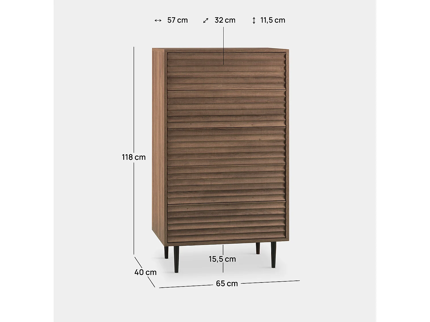 Cajonera de Madera Nogal 118 cm x 65 cm- Evoke