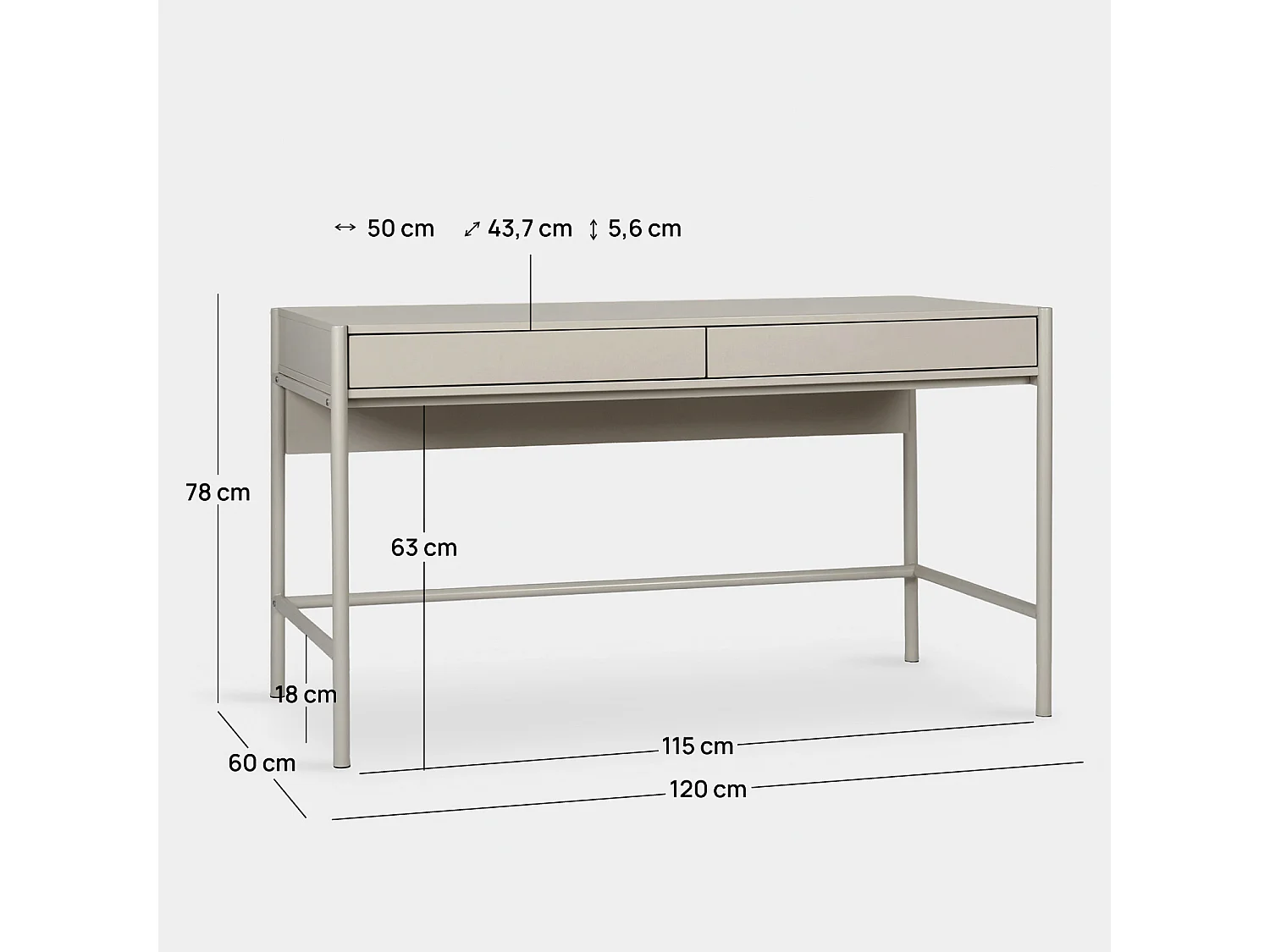 Mesa escritorio de Lacado Gris perla 78 x 120- Cleo