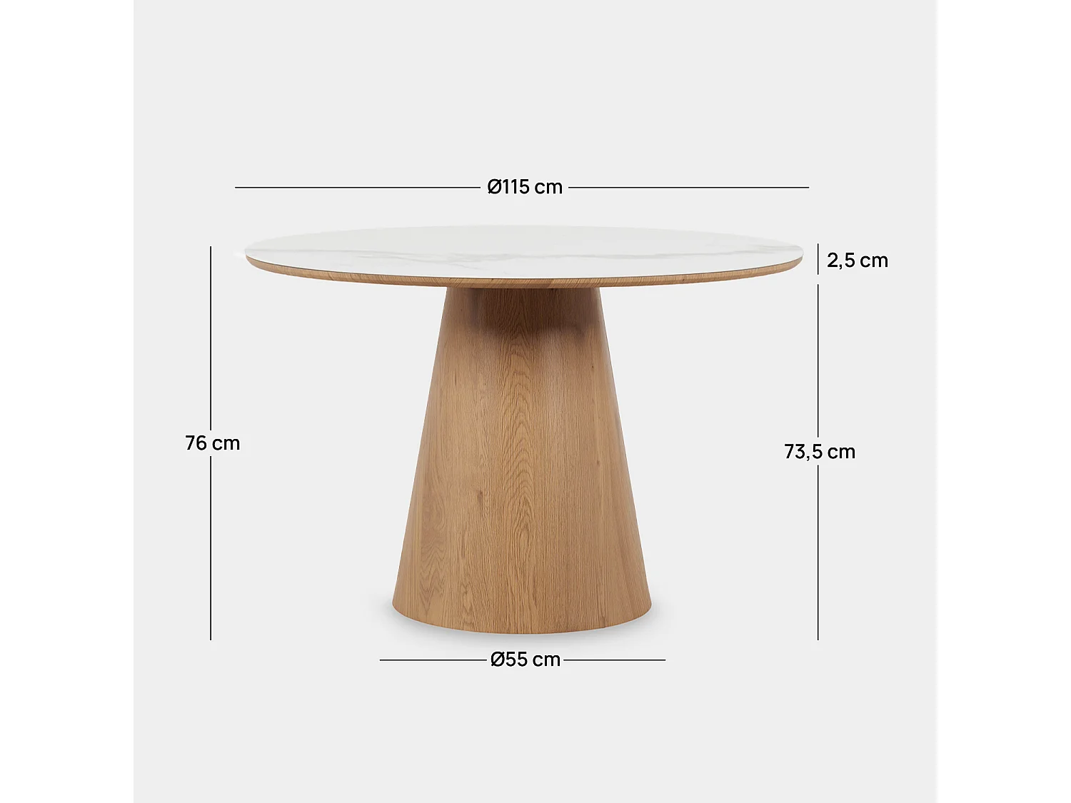 Table fixe en céramique blanc 115x75 cm-Gaia