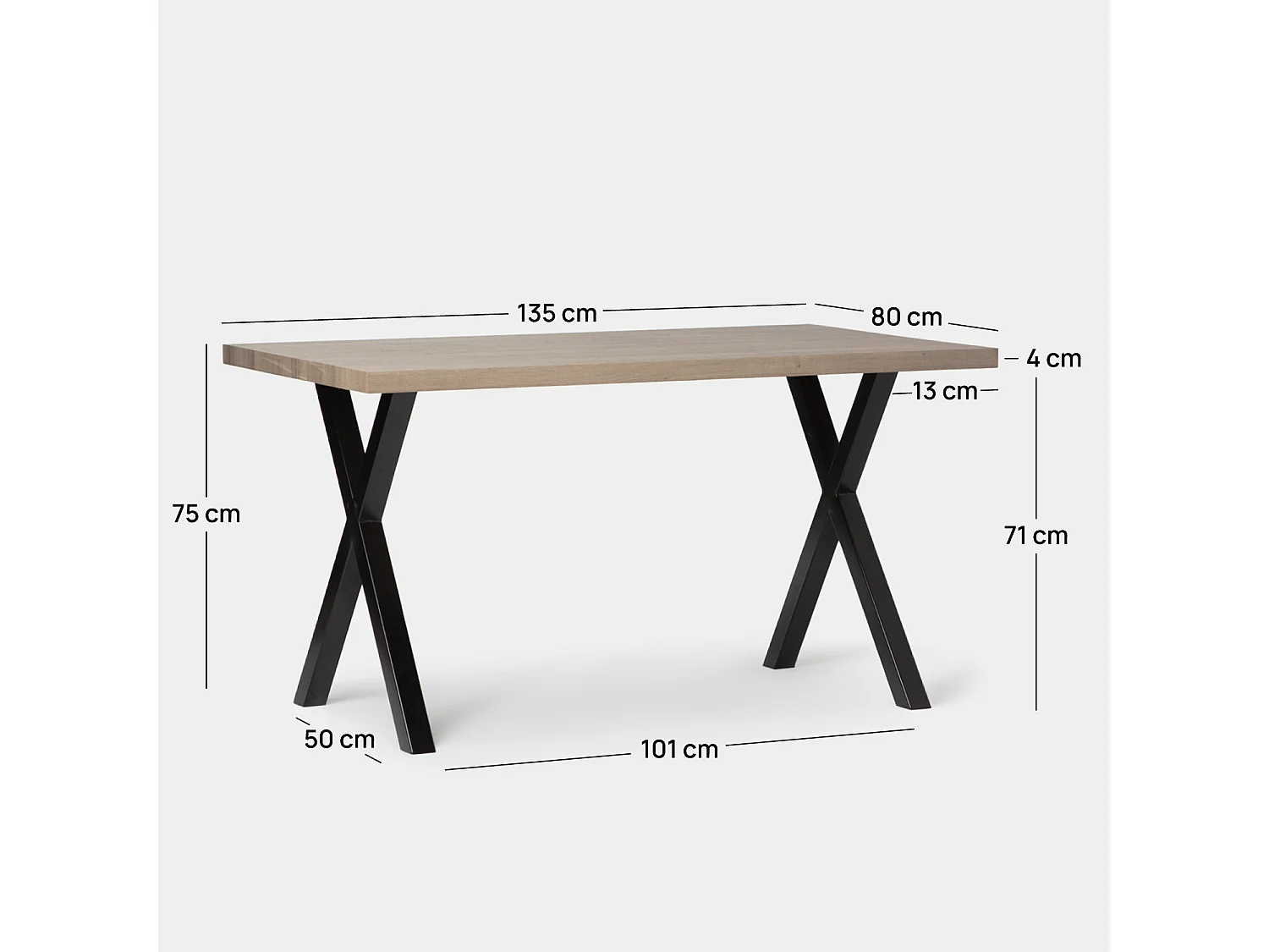 Table fixe en bois naturel 135x75 cm-Parks