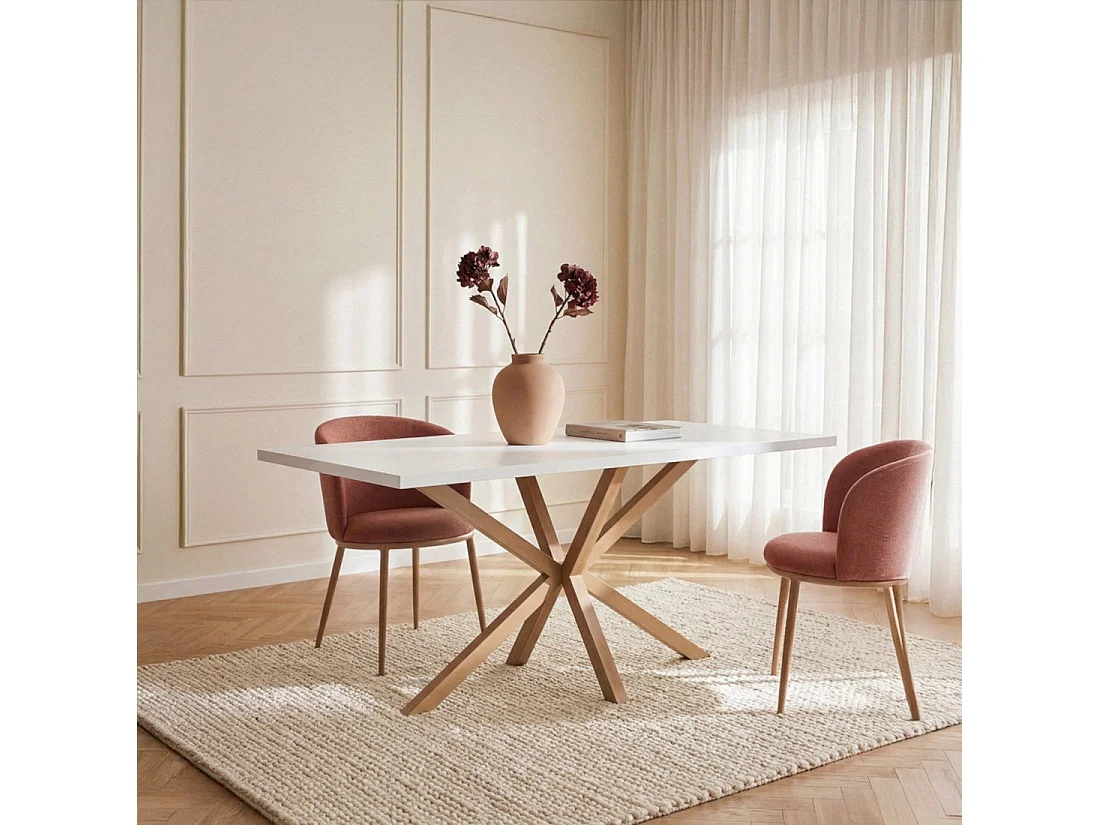 Table fixe en bois blanc 160x75 cm-Aras