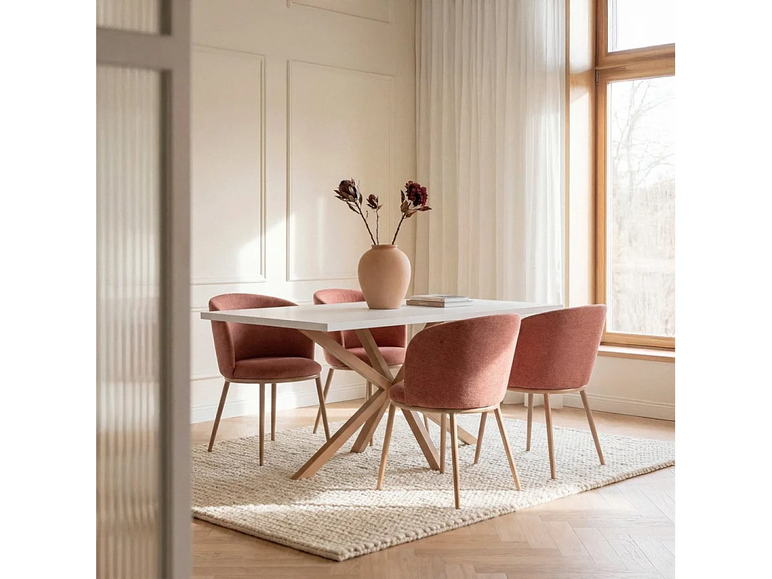 Table fixe en bois blanc 160x75 cm-Aras