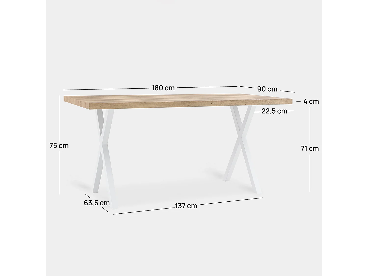 Table fixe en bois naturel 180x75 cm-Parks
