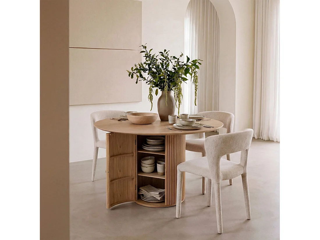 Table fixe en bois naturel 120x75 cm-Vemi