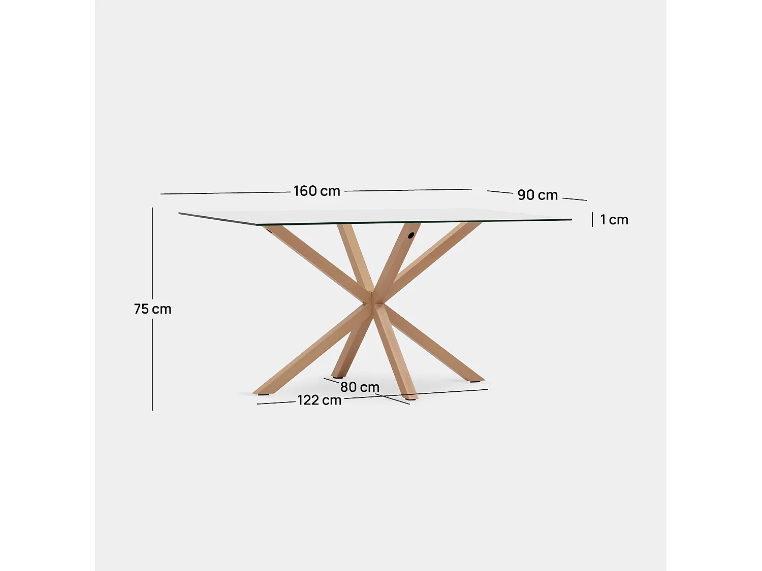 Table fixe en verre verre transparent 160x75 cm-Aras