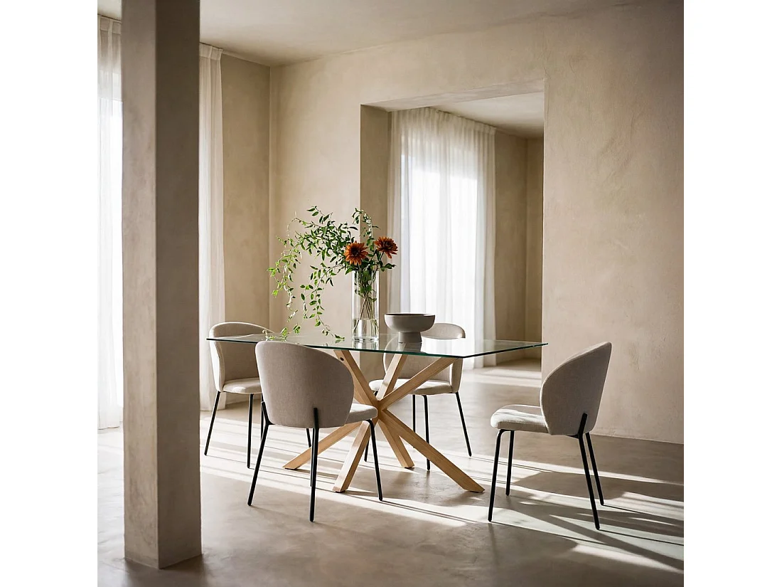 Table fixe en verre verre transparent 160x75 cm-Aras