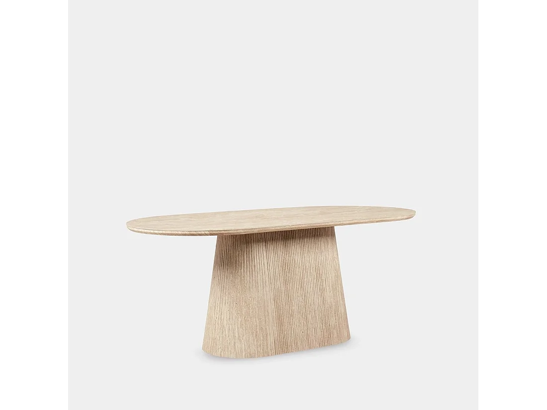Table fixe en céramique travertin 180x75 cm-Calizia