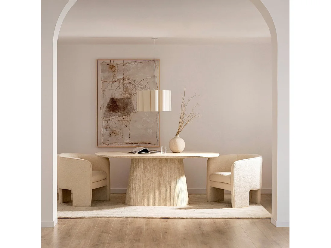 Table fixe en céramique travertin 180x75 cm-Calizia