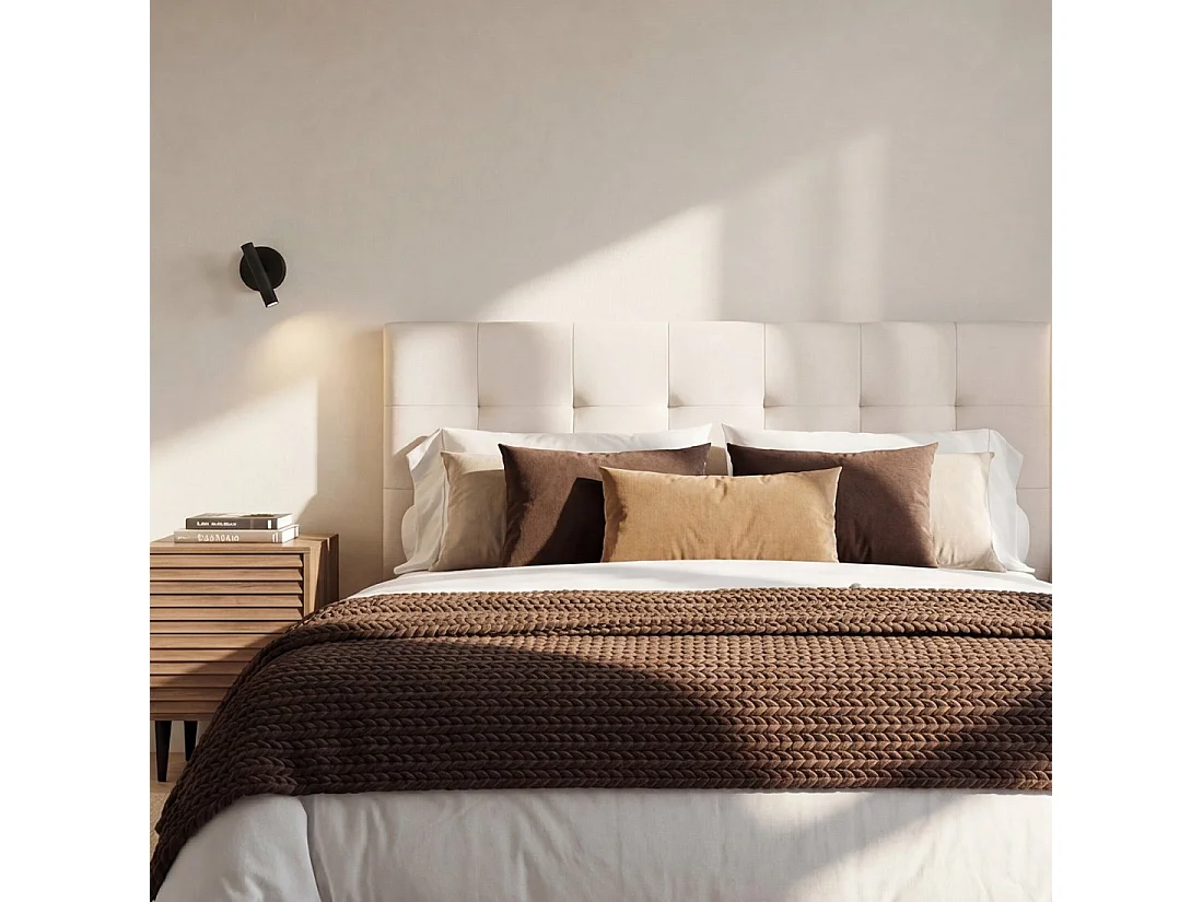 Tête de lit double en tissu beige 170x70 cm-Pier