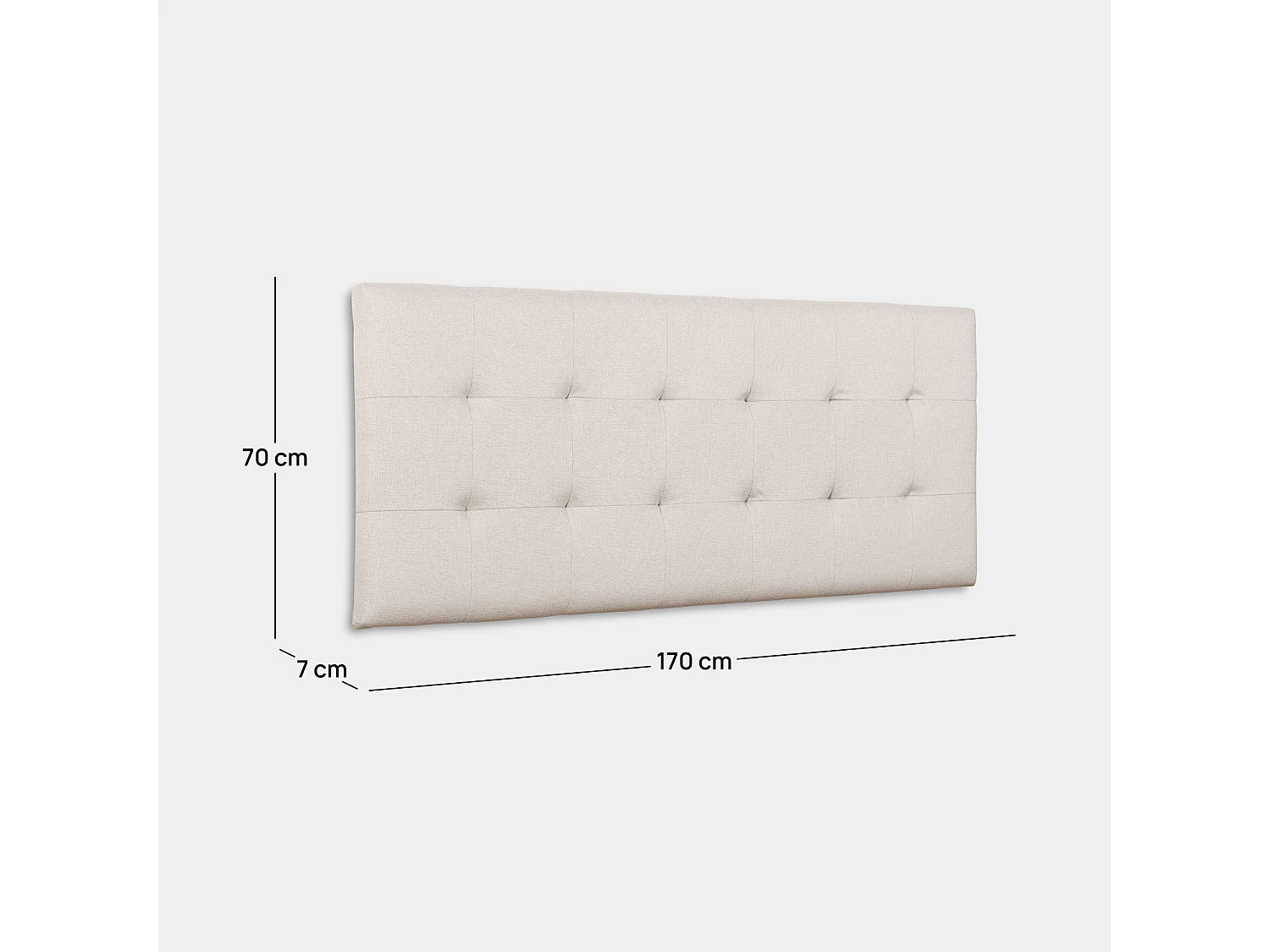 Tête de lit double en tissu beige 170x70 cm-Pier